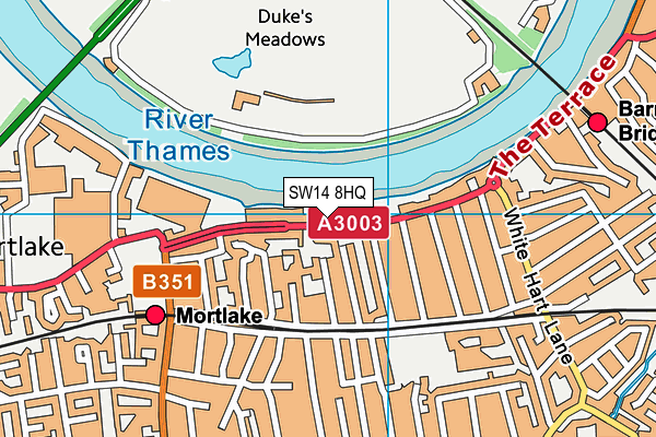 SW14 8HQ map - OS VectorMap District (Ordnance Survey)