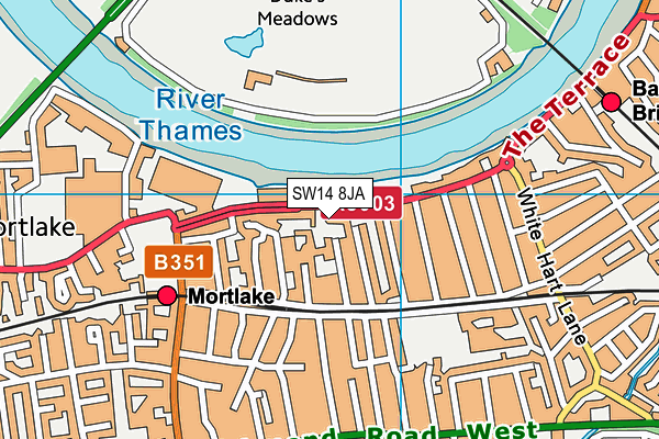 SW14 8JA map - OS VectorMap District (Ordnance Survey)