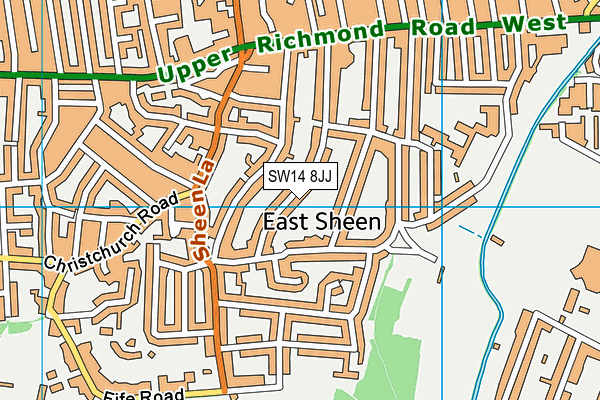 SW14 8JJ map - OS VectorMap District (Ordnance Survey)