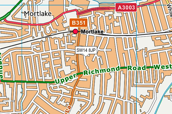 SW14 8JP map - OS VectorMap District (Ordnance Survey)