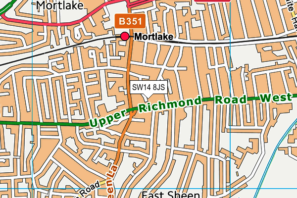 SW14 8JS map - OS VectorMap District (Ordnance Survey)