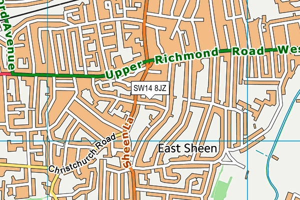 SW14 8JZ map - OS VectorMap District (Ordnance Survey)