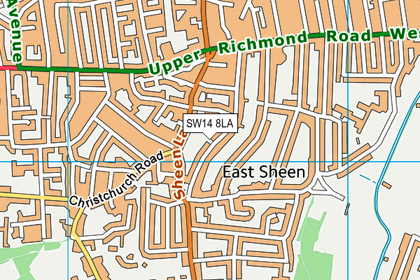 SW14 8LA map - OS VectorMap District (Ordnance Survey)