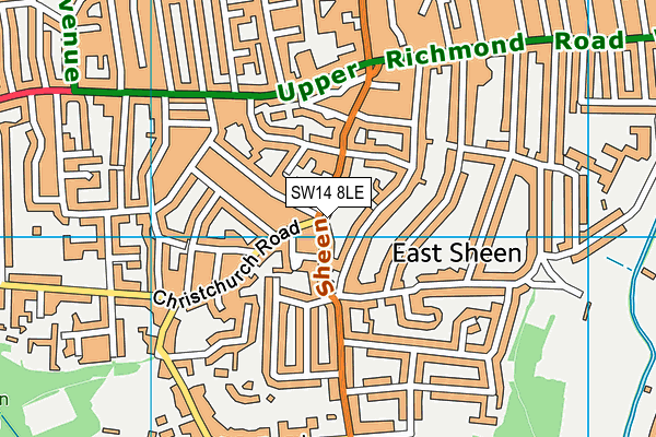 SW14 8LE map - OS VectorMap District (Ordnance Survey)