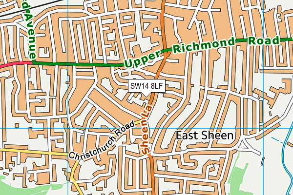 SW14 8LF map - OS VectorMap District (Ordnance Survey)