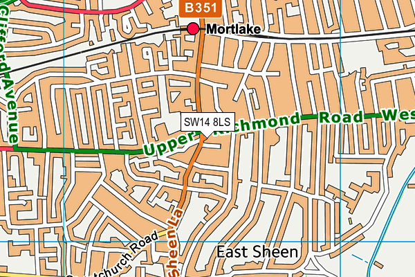 SW14 8LS map - OS VectorMap District (Ordnance Survey)