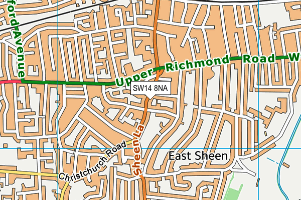 SW14 8NA map - OS VectorMap District (Ordnance Survey)