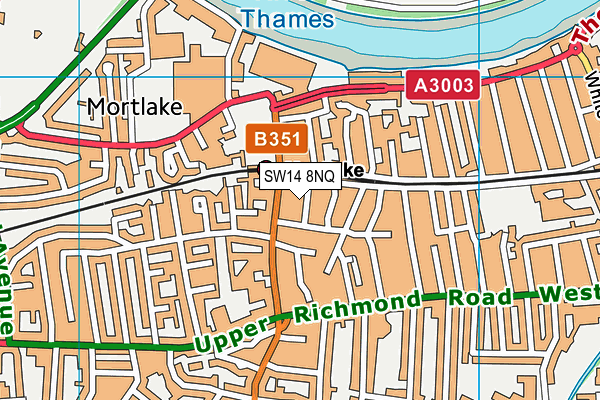 SW14 8NQ map - OS VectorMap District (Ordnance Survey)