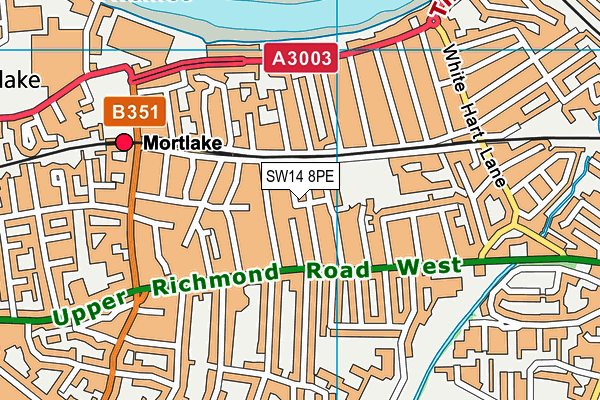 SW14 8PE map - OS VectorMap District (Ordnance Survey)