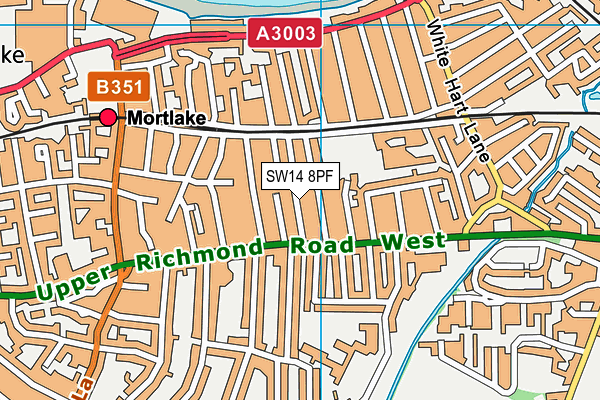 SW14 8PF map - OS VectorMap District (Ordnance Survey)