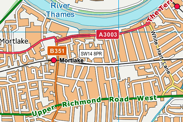 SW14 8PR map - OS VectorMap District (Ordnance Survey)