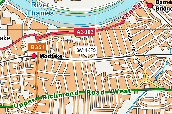 SW14 8PS map - OS VectorMap District (Ordnance Survey)