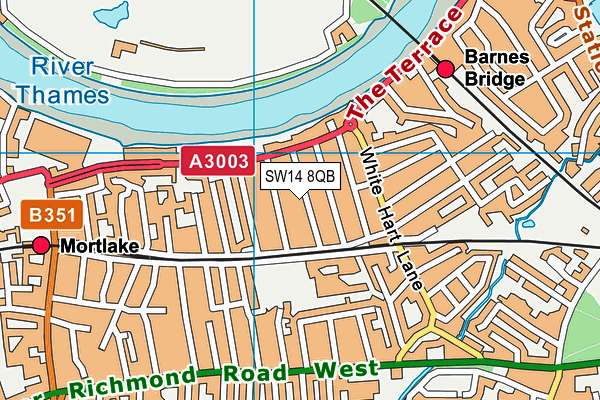 SW14 8QB map - OS VectorMap District (Ordnance Survey)