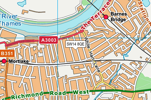 SW14 8QE map - OS VectorMap District (Ordnance Survey)