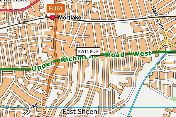 SW14 8QS map - OS VectorMap District (Ordnance Survey)