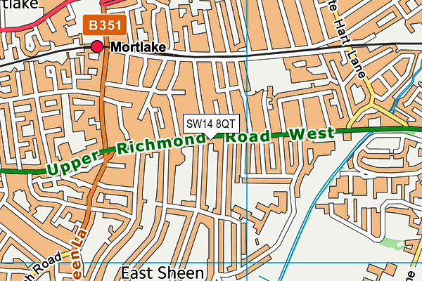 SW14 8QT map - OS VectorMap District (Ordnance Survey)