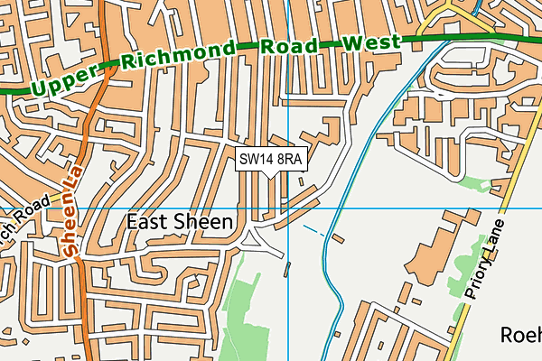 SW14 8RA map - OS VectorMap District (Ordnance Survey)