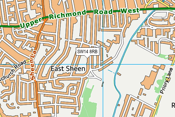 SW14 8RB map - OS VectorMap District (Ordnance Survey)