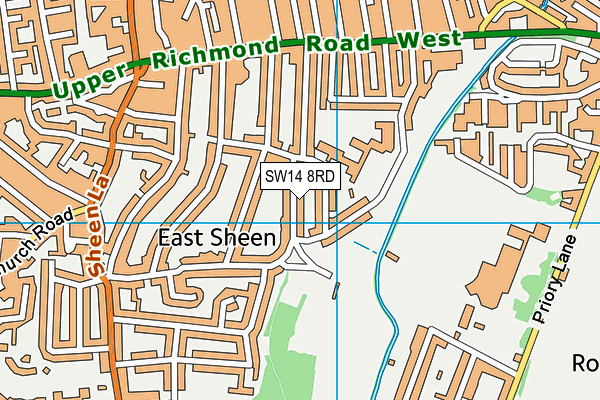 SW14 8RD map - OS VectorMap District (Ordnance Survey)