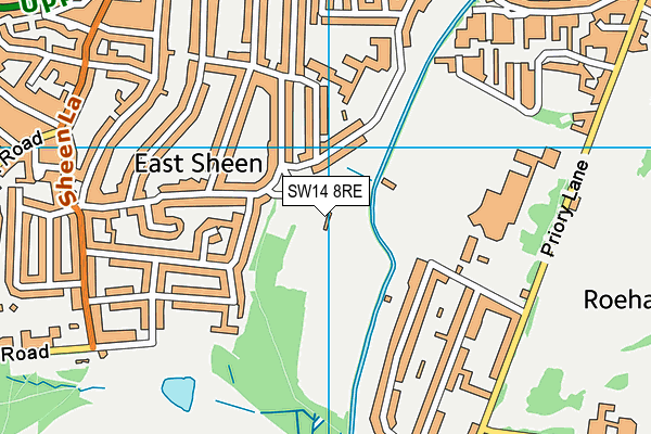 SW14 8RE map - OS VectorMap District (Ordnance Survey)