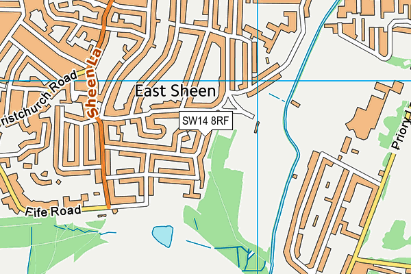 SW14 8RF map - OS VectorMap District (Ordnance Survey)