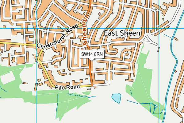 SW14 8RN map - OS VectorMap District (Ordnance Survey)