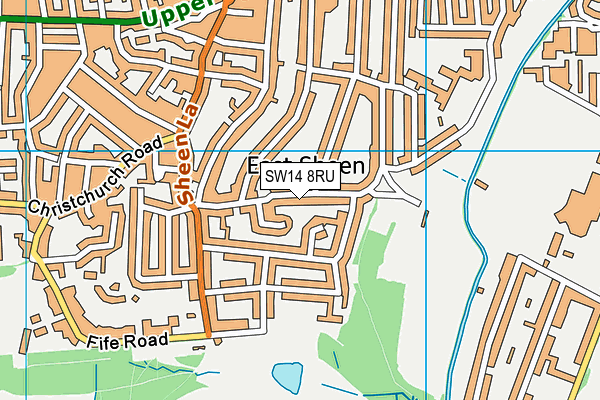 SW14 8RU map - OS VectorMap District (Ordnance Survey)