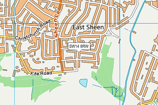 SW14 8RW map - OS VectorMap District (Ordnance Survey)
