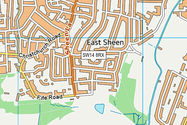 SW14 8RX map - OS VectorMap District (Ordnance Survey)