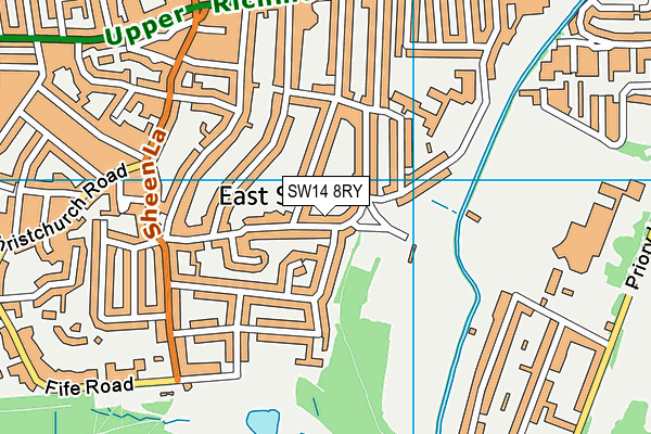 SW14 8RY map - OS VectorMap District (Ordnance Survey)