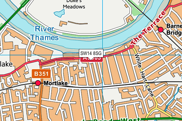 SW14 8SG map - OS VectorMap District (Ordnance Survey)