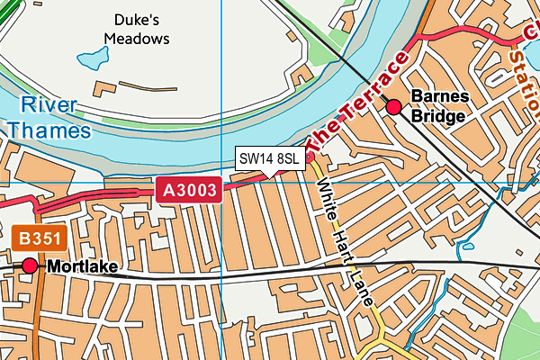 SW14 8SL map - OS VectorMap District (Ordnance Survey)