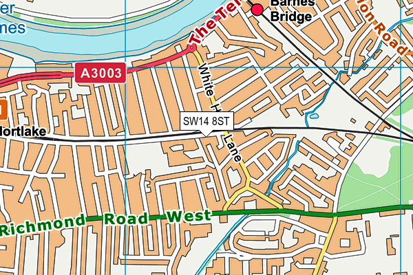 SW14 8ST map - OS VectorMap District (Ordnance Survey)