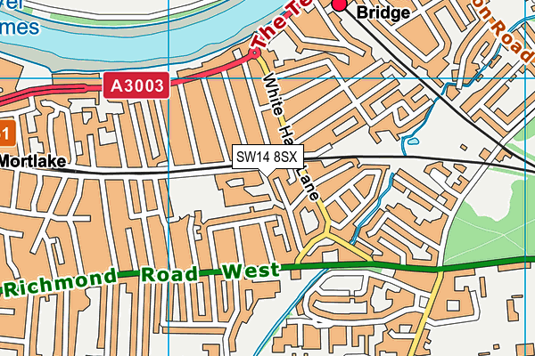 SW14 8SX map - OS VectorMap District (Ordnance Survey)