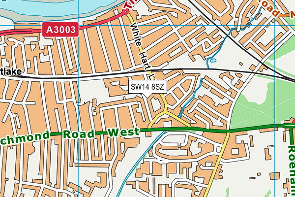 SW14 8SZ map - OS VectorMap District (Ordnance Survey)