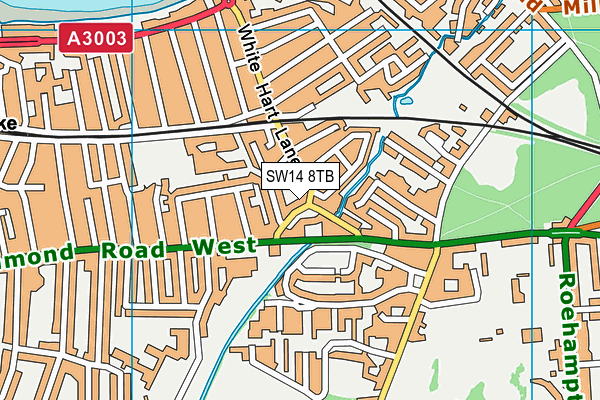 SW14 8TB map - OS VectorMap District (Ordnance Survey)