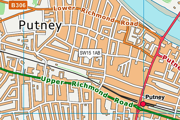 SW15 1AB map - OS VectorMap District (Ordnance Survey)