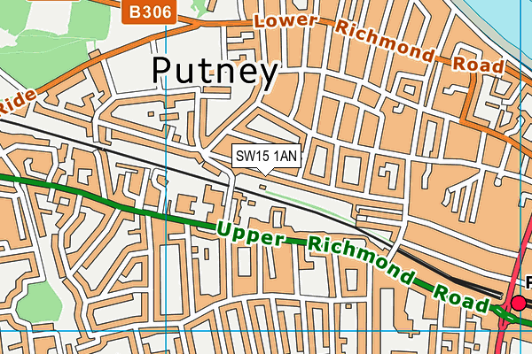 SW15 1AN map - OS VectorMap District (Ordnance Survey)