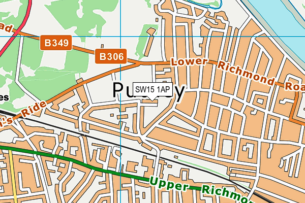 SW15 1AP map - OS VectorMap District (Ordnance Survey)