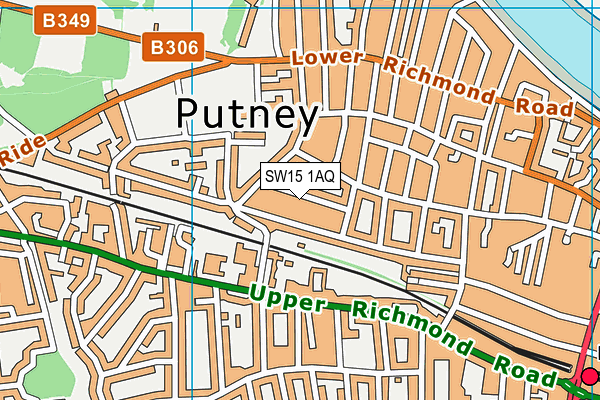 SW15 1AQ map - OS VectorMap District (Ordnance Survey)