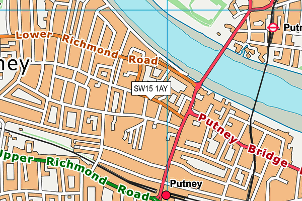 SW15 1AY map - OS VectorMap District (Ordnance Survey)