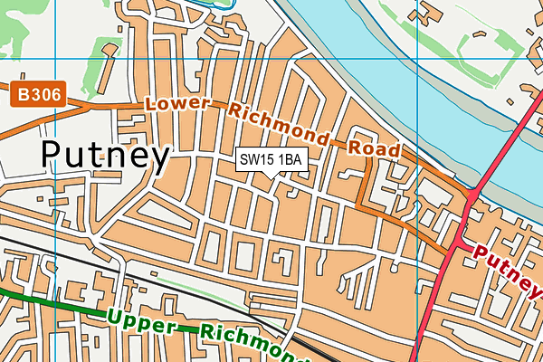 SW15 1BA map - OS VectorMap District (Ordnance Survey)