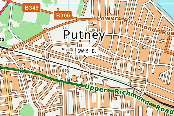 SW15 1BJ map - OS VectorMap District (Ordnance Survey)