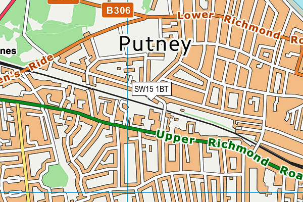 SW15 1BT map - OS VectorMap District (Ordnance Survey)