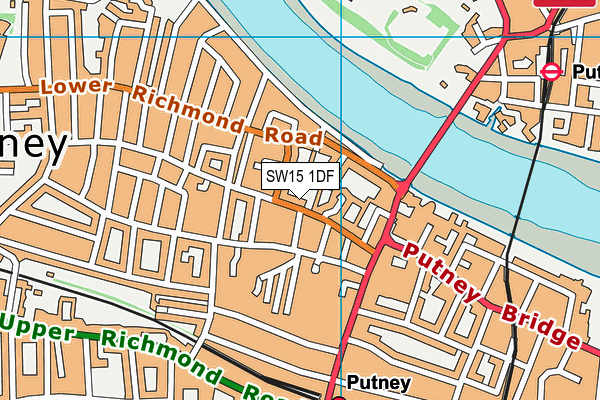 SW15 1DF map - OS VectorMap District (Ordnance Survey)