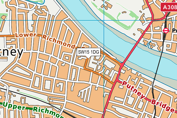 SW15 1DG map - OS VectorMap District (Ordnance Survey)