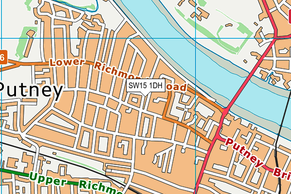 SW15 1DH map - OS VectorMap District (Ordnance Survey)