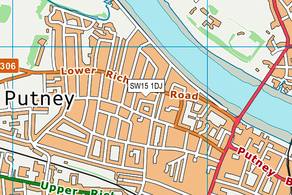 SW15 1DJ map - OS VectorMap District (Ordnance Survey)