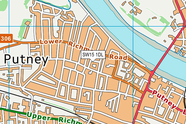 SW15 1DL map - OS VectorMap District (Ordnance Survey)