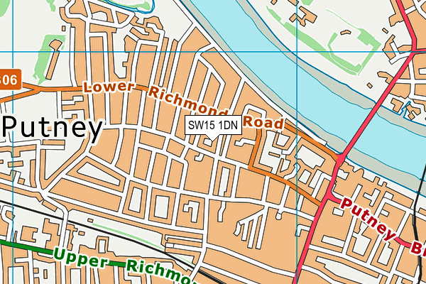 SW15 1DN map - OS VectorMap District (Ordnance Survey)